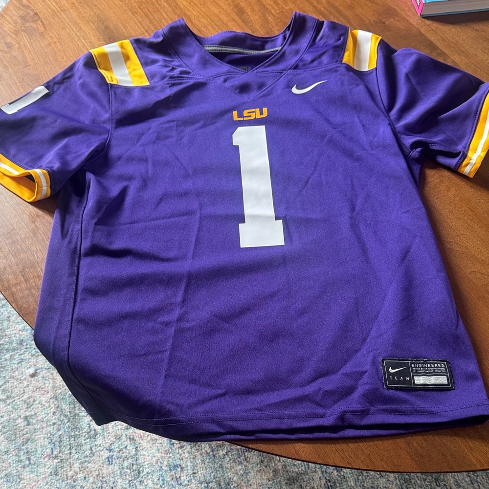 Youth Large Nike Purple and Yellow LSU Jersey